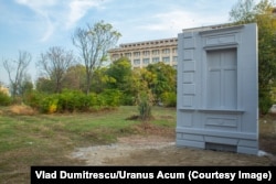 Instalație din 2019 ce reproduce un fragment din casa ce se afla pe strada Mihai-Vodă, la nr. 55.