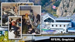 Фотоколлаж: граждане Украины на грузино-российской границе