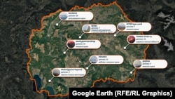 Мапа на активни пожари кои траат повеќе денови на територија на Северна Македонија
