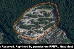 Агульны выгляд будаўнічай пляцоўкі ў Краснай Паляне. Спадарожнікавы здымак 12 ліпеня 2025 году кампаніі Planet Labs