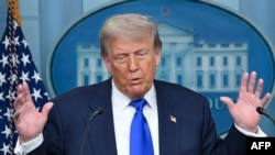 US President Donald Trump speaks during a news conference in the Brady Briefing Room of the White House on June 27, 2025