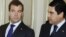 Russiýa Federasiýasynyň prezidenti Dmitriý Medwedew we Türkmenistanyň prezidenti Gurbanguly Berdimuhamedow Türkmenbaşy şäherinde, 22-nji oktýabr 2010-njy ýyl.