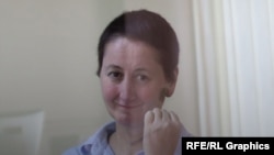 Mzia Amaglobeli appears in a courtroom in Batumi, Georgia, on August 3. 