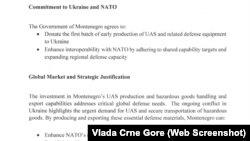 Pjesë e letër-qëllimit midis Qeverisë malazeze dhe kompanisë amerikane.