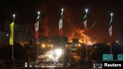 Fire rages at Tehran's Shahran oil depot after an Israeli attack on June 15. 
