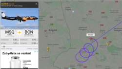 Рэйс «Белавія» зь Менску ў Барсэлёну робіць колы над Берасьцейскай вобласьцю 26 траўня