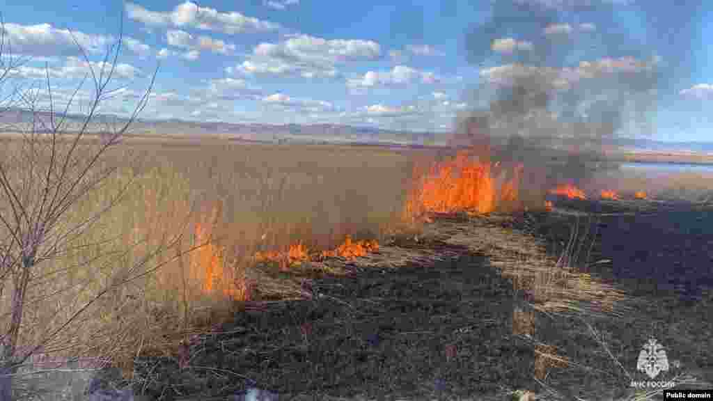 Башкортстанның Хәйбулла районында корыган үлән яна