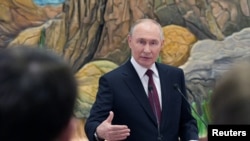 Președintele rus Vladimir Putin la o conferință de presă după summitul Organizației Tratatului de Securitate Colectivă de la Bișkek, Kârgâzstan, 27 noiembrie 2025.