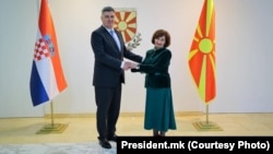 Хрватскиот претседател Зоран Милановиќ и македонската претседателка Гордана Сиљановска-Давкова, 7 мај 2025 година