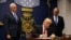 U.S. President Donald Trump signs an executive order for a U.S. travel ban at the Pentagon in Washington on January 27.