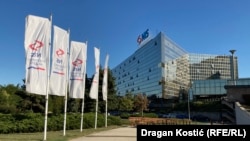 Ndërtesa e zyrave të Industrisë së Naftës së Serbisë në Beograd, 22 shtator 2025.