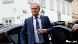 Прем’єр-міністр Польщі Дональд Туск прибув на саміт країн Вишеградської групи у Празі, Чеська Республіка, 27 лютого 2024 року