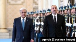 Kazakhstan - Kazakh President Kassym-Jomart Tokayev and Azerbaijani President Ilham Aliyev meet in Astana, October 21, 2025. 