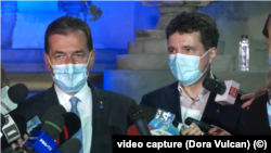 Prime Minister Ludovic Orban and Nicusor Dan, after the exit poll, September 27, 2020