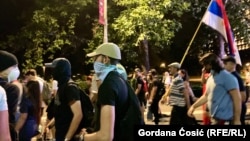 Demonstrație antiguvernamentală la Belgrad, pe 18 august 2025.