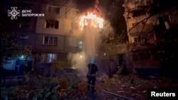 Consecințele uneia dintre loviturile anterioare asupra regiunii Zaporojie, octombrie 2025. 