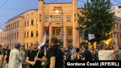 Protest ispred Pravnog fakulteta u Beogradu, 13.8.2025.