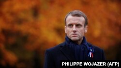 Președintele Emmanuel Macron la comemorările încheierii Primul Război Mondial, în noiembrie