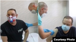 Serbian Interior Minister Aleksandar Vulin (left) and Parliamentary Speaker Ivica Dacic were among the first to get coronavirus vaccine shots in Belgrade on January 6. 