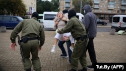 Police Break Up Rally In Support Of Detained Belarusian Opposition Figure Kalesnikava
