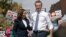 U.S. Vice President Kamala Harris (left) stands with California Governor Gavin Newsom during a campaign event in San Leandro, California, in September 2021.