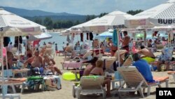 Plajă în Kiten, Bulgaria. 25 iulie 2021